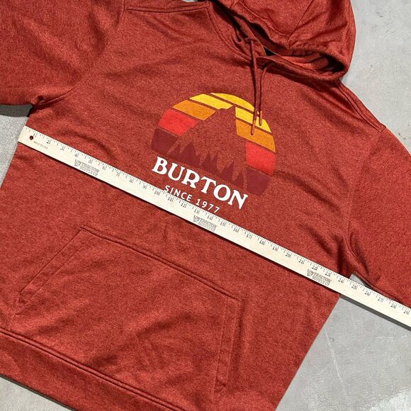 Burton Mens Underhill Hoodie Size Large Orange Pullover Sweatshirt - Picture 4 of 8